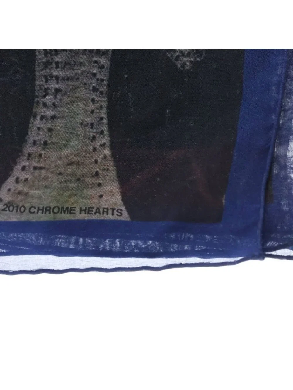 Chrome Hearts CH Cross & Star Graphic Art Print Silk Scarf Black Blue